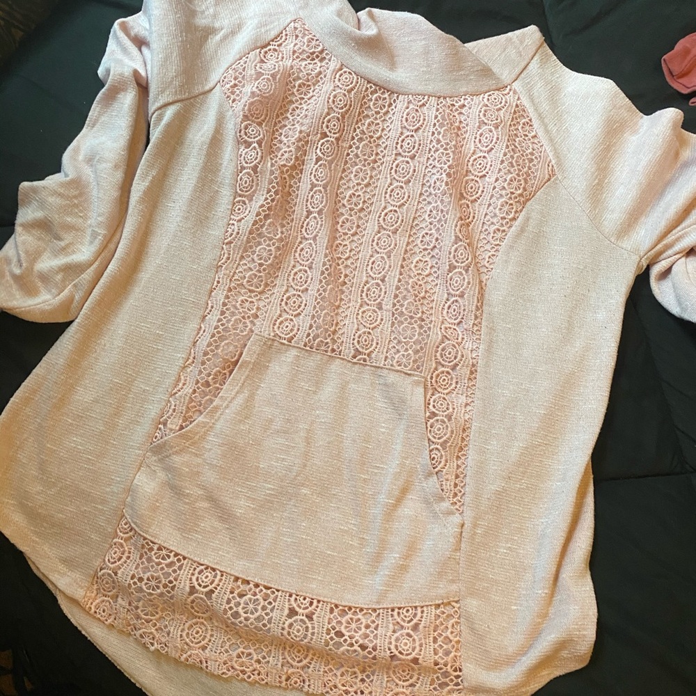 Light pink sweater with cowl neck
